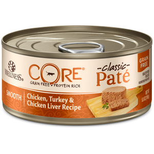 Wellness CORE Grain Free Natural Chicken, Turkey and Chicken Liver Smooth Pate Wet Canned Cat Food