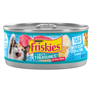 Friskies Tasty Treasures Prime Fillet Ocean Fish Tuna Scallop Wet Cat Food