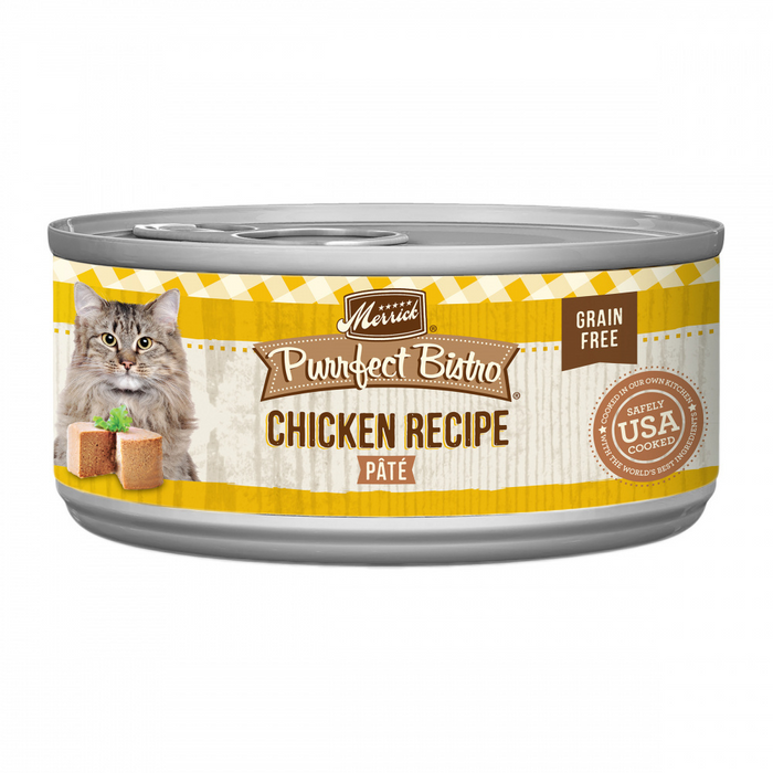 Merrick Purrfect Bistro Grain Free Premium Soft Canned Pate Adult Wet Cat Food, High Protein Chicken Recipe