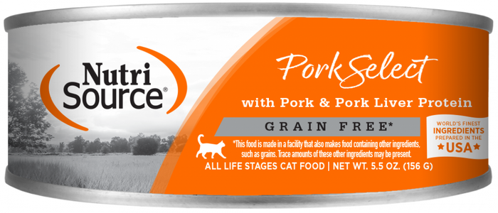 NutriSource Grain Free Pork & Pork Liver Select Canned Cat Food