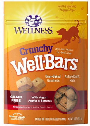 Wellness Natural Grain Free Wellbars Crunchy Yogurt, Apples and Bananas Recipe Dog Treats