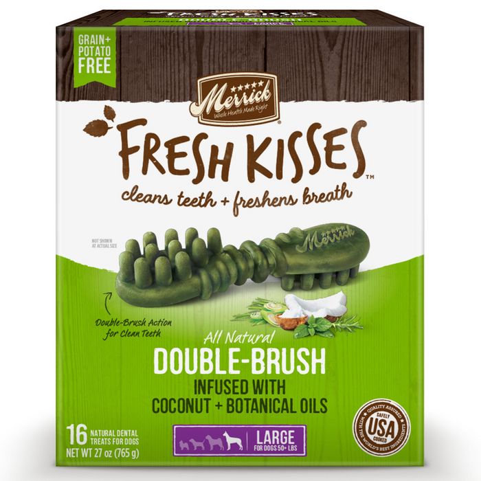 Merrick Fresh Kisses Dog Dental Treats Coconut Plus Botanical Oils Recipe Dog Treats for Large Breeds