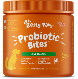 Zesty Paws Probiotic Bites with Digestive Enzymes Pumpkin Soft Chews for Dogs