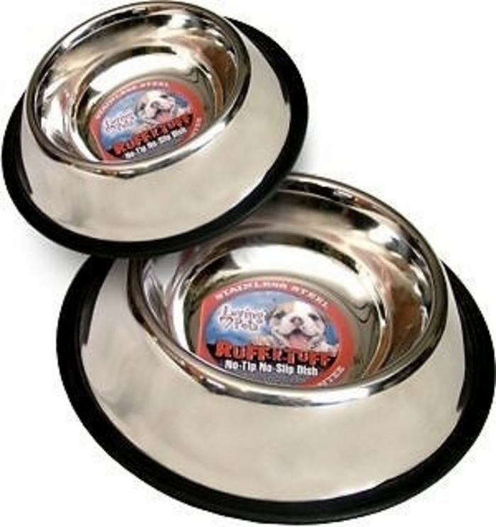 Loving Pets Ruff N Tuff Traditional No Tip Stainless Steel Pet Dishes