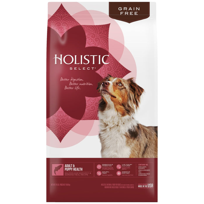 Holistic Select Natural Adult & Puppy Health Salmon, Anchovy, and Sardine Meal Recipe Dry Dog Food
